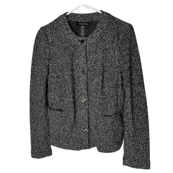 Talbots Women's Jacket Size 4 in Black and White Marled Material Long Sleeve - Picture 1 of 5